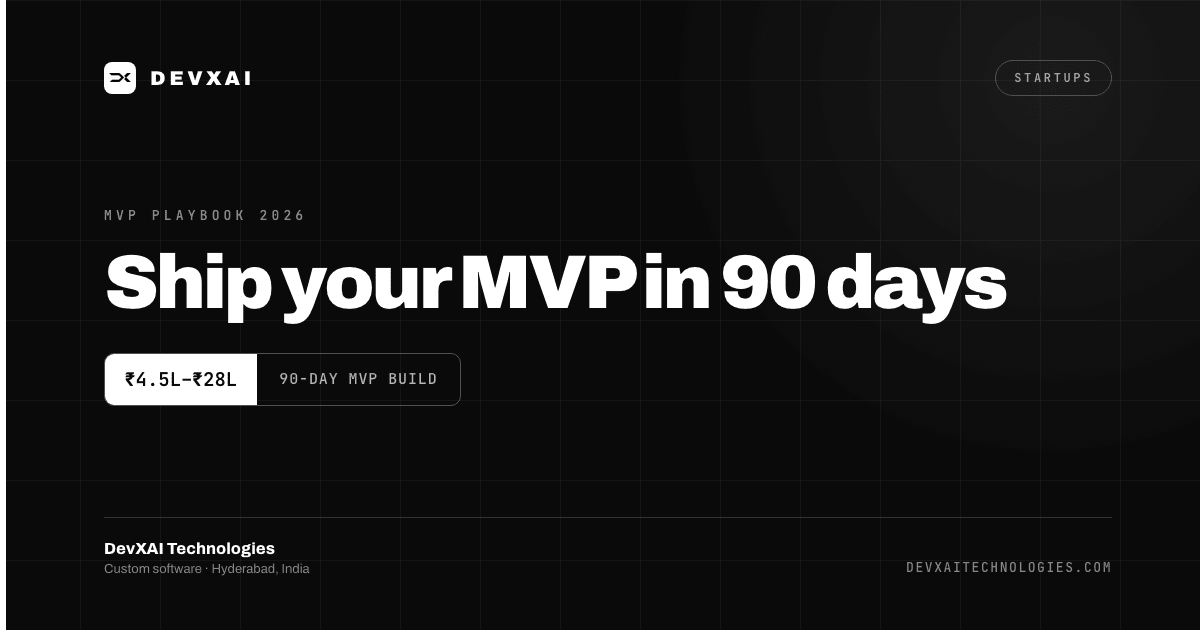 Founder planning a 90-day startup MVP build with a development company in Hyderabad, India