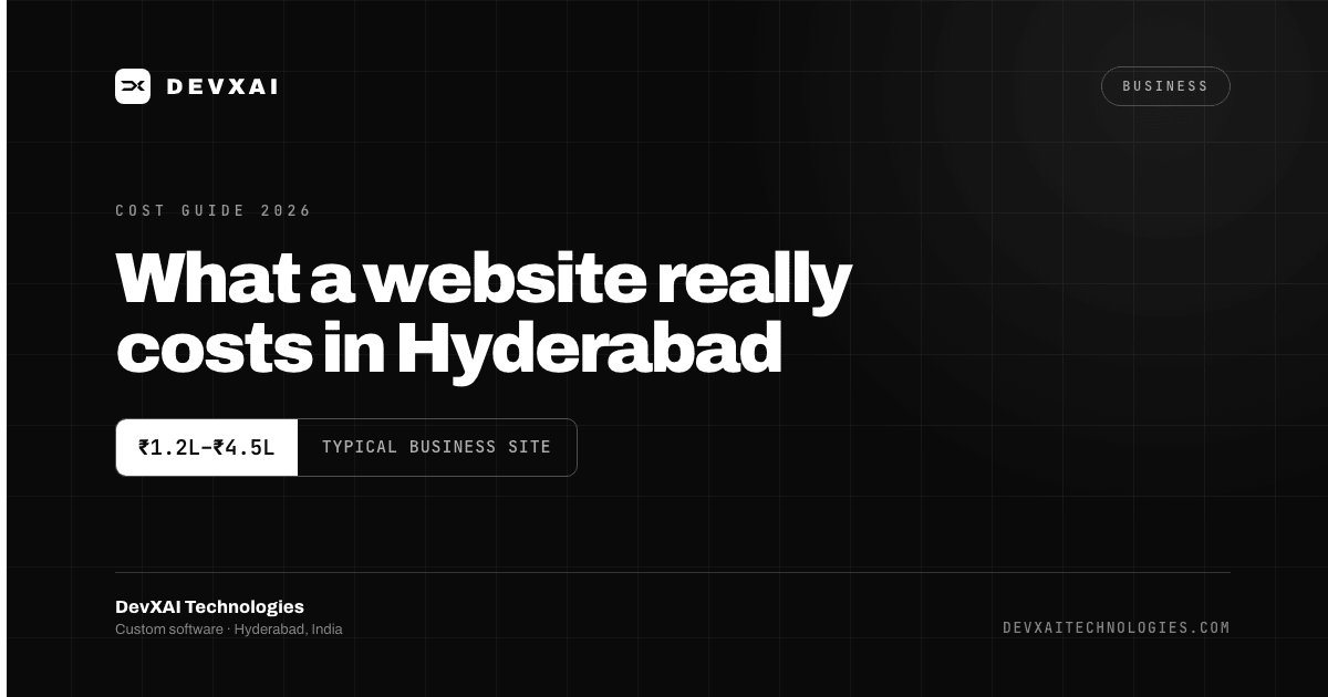 Cost breakdown of website development pricing tiers for businesses in Hyderabad, India, 2026